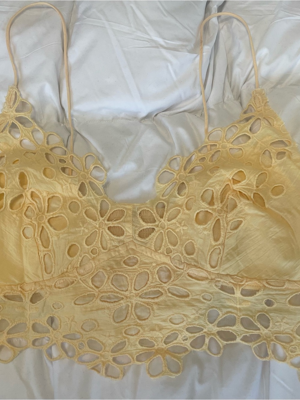 Free People Asteria Bralette Banana Cream Yellow Appliqué - Picture 6 of 11